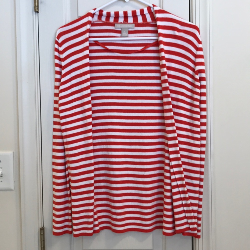 Banana Republic small Cardi - orange/white stripe